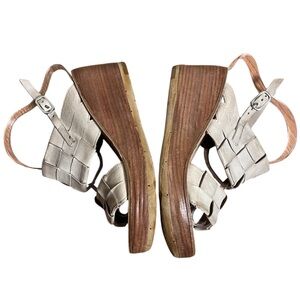 A.S. 98 Bone Hand Woven Leather Platform Wedge Sandals Women’s 39 (US 8.5–9)